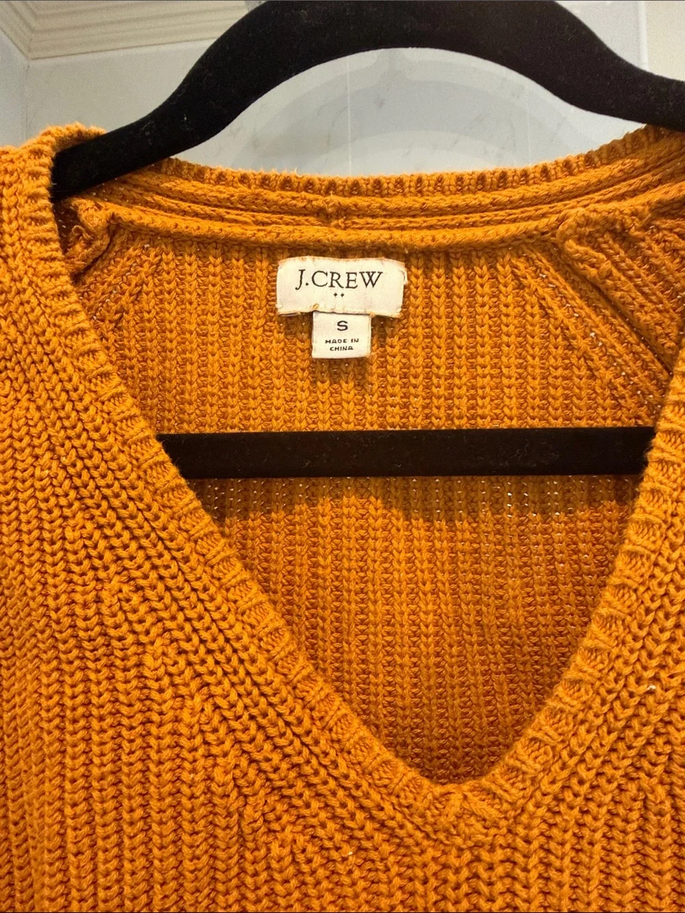 J. Crew V-Neck Pullover Sweater in Mustard